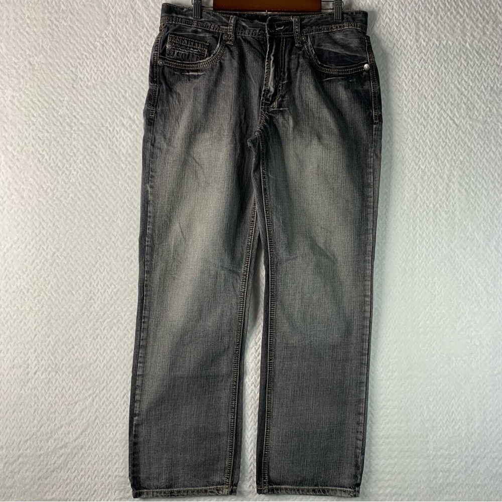 TK Axel Denim Jeans Mens 32/32 Light Black Wash Relaxed Straight